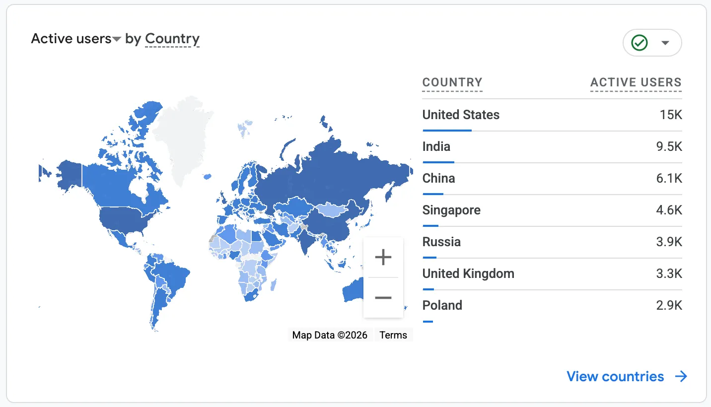 World map showing readers reaching the blog from countries and territories around the world